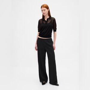 Mid rise easy wide-leg twill pants